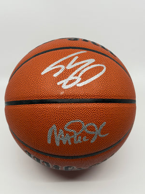 Magic Johnson et Shaquiile O'Neal, ballon Legendes des Lakers signé, certifié par Beckett