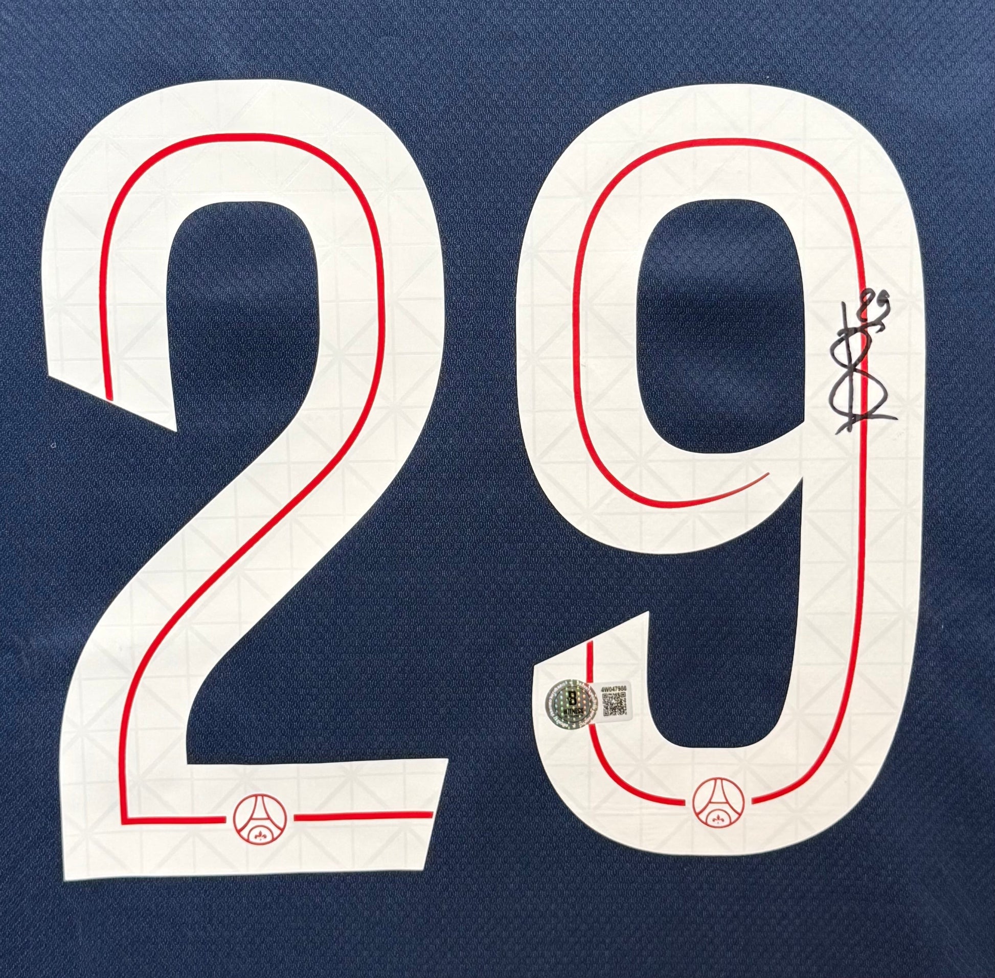 Maillot ETOILE Domicile signe par Bradley BARCOLA Paris Saint Germain 2025-26 Certifié par Beckett authentic-signatures