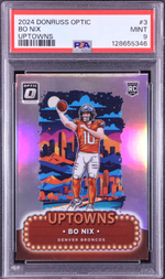 Bo Nix 2024 Donruss Optic Uptown #3 (PSA 9) authentic-signatures