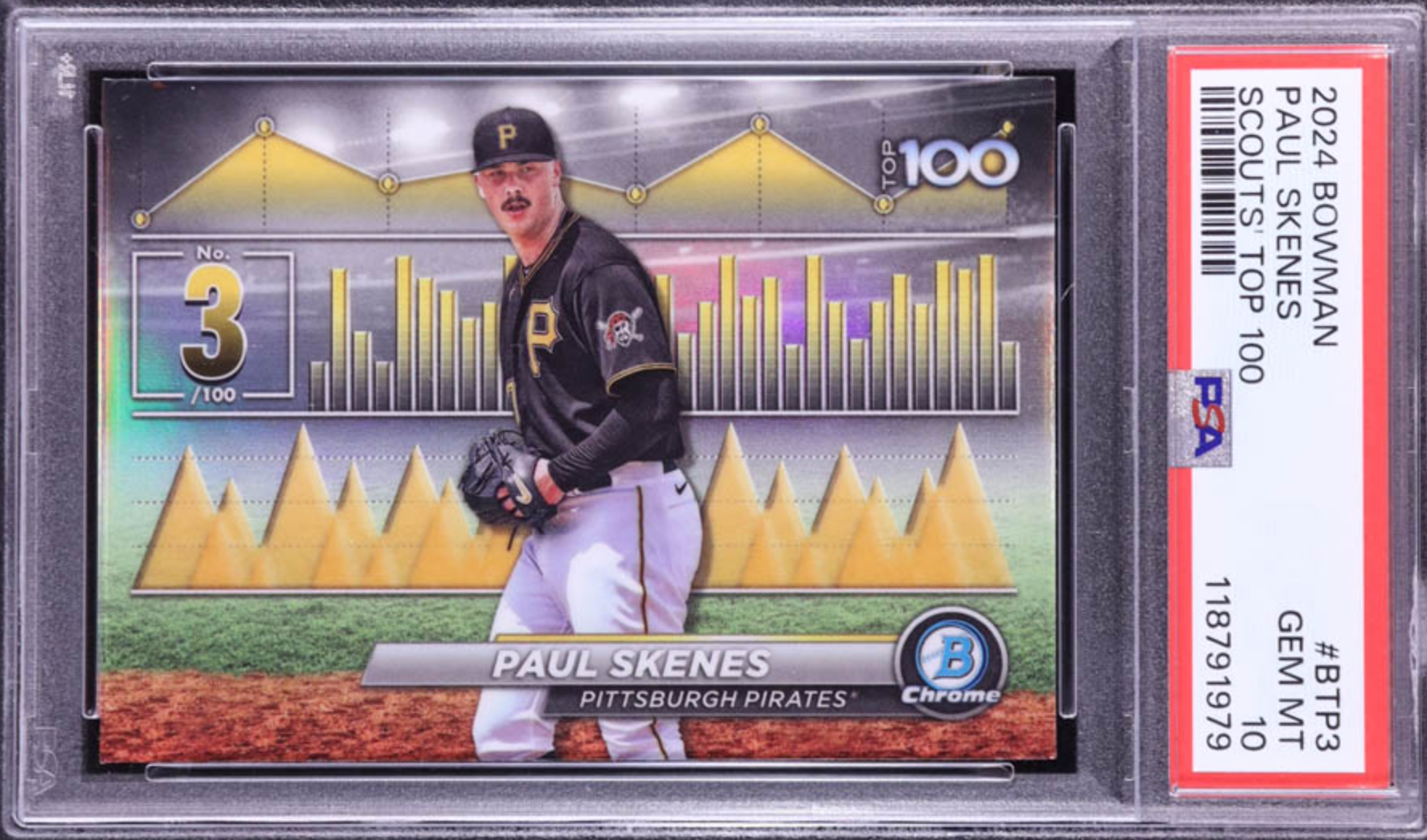 Paul Skenes 2024 Bowman Scouts Top 100 BTP3 #3/100 (PSA 10) authentic-signatures