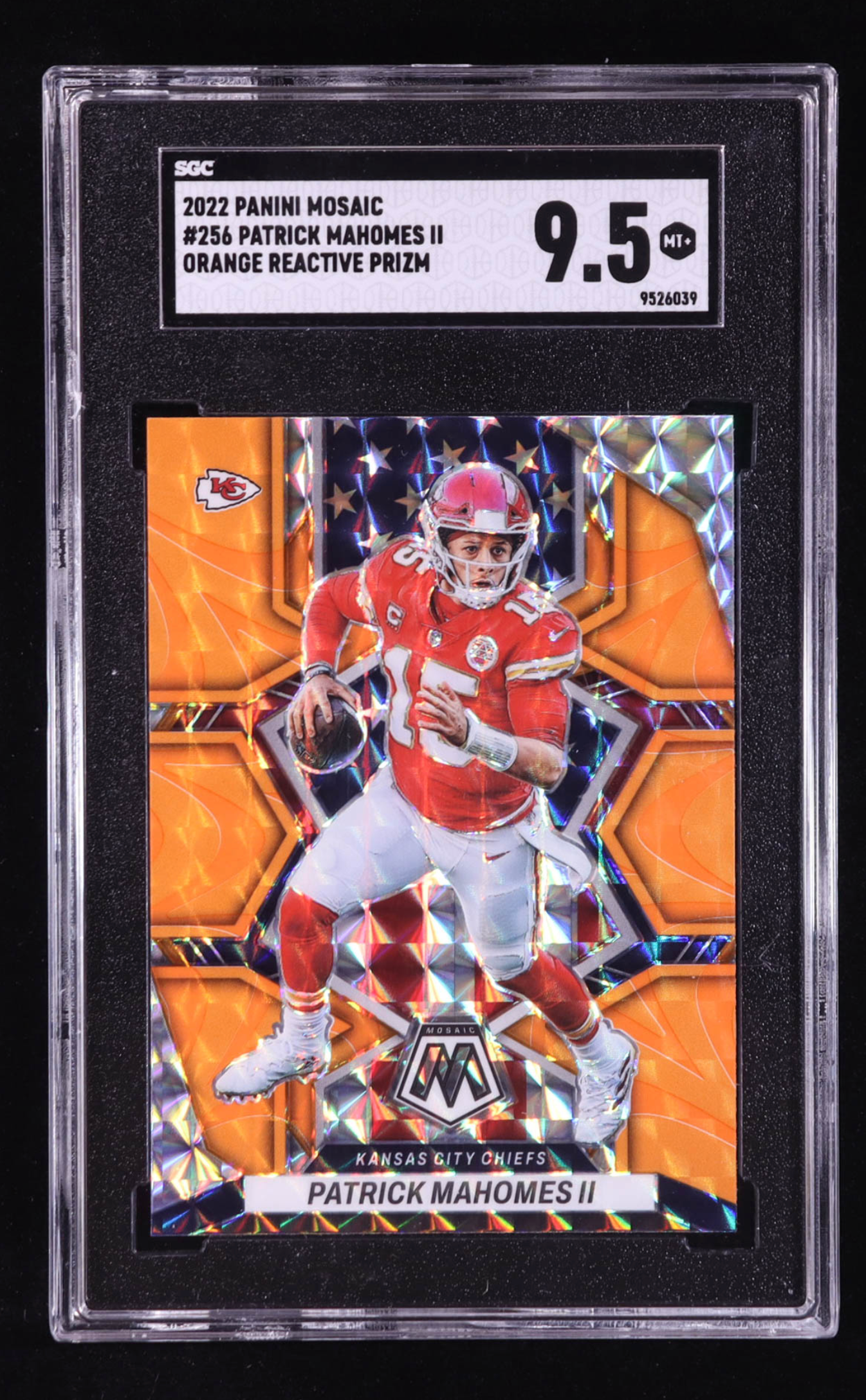 Patrick Mahomes II 2022 Panini Mosaic Orange Reactive Prizm #256 (SGC 9.5) authentic-signatures
