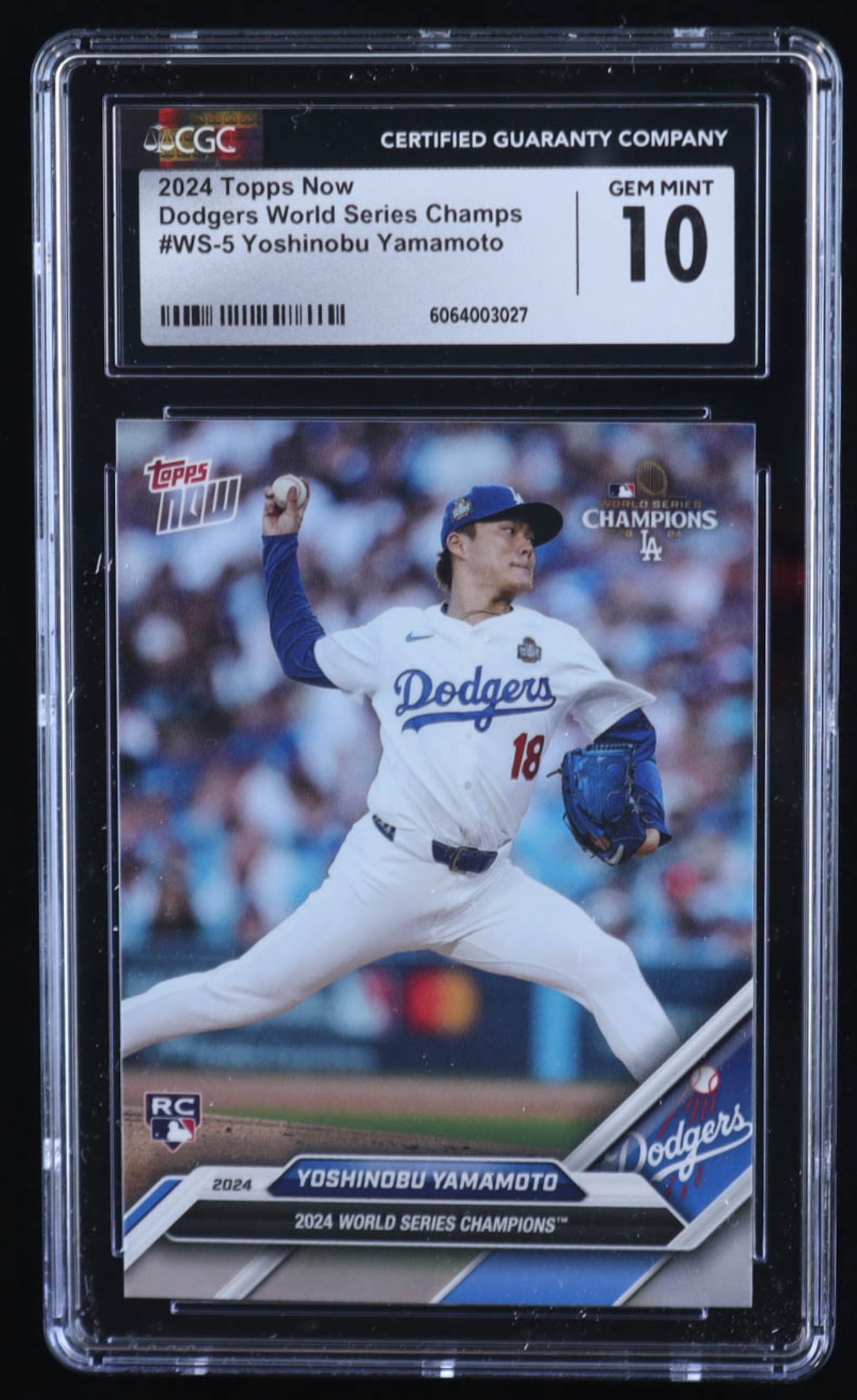 Yoshinobu Yamamoto 2024 Topps Now Dodgers World Series Champs #WS5 RC (CGC 10) authentic-signatures