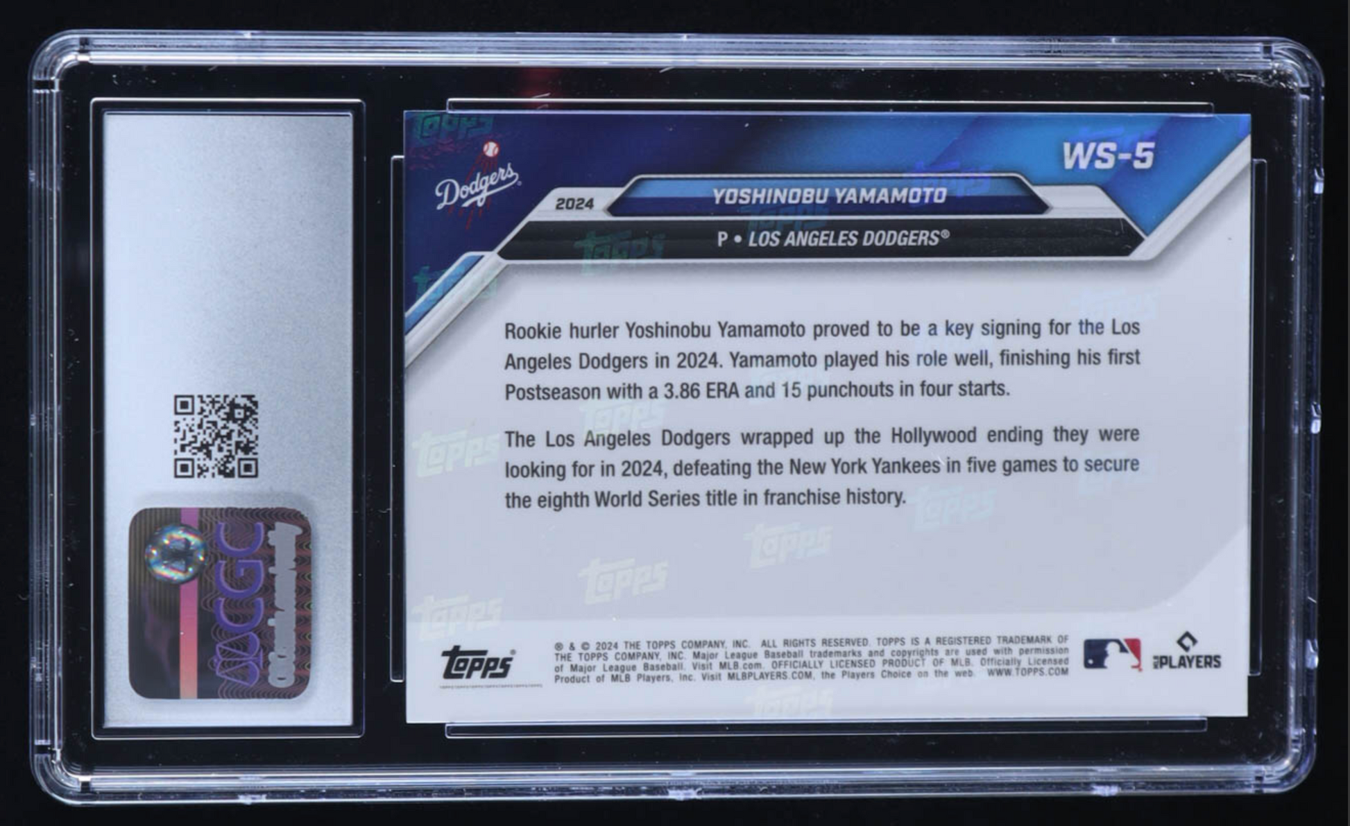 Yoshinobu Yamamoto 2024 Topps Now Dodgers World Series Champs #WS5 RC (CGC 10) authentic-signatures
