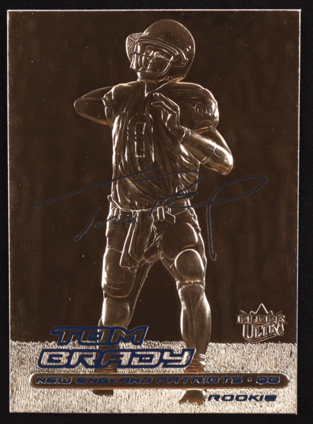 Tom Brady 2000 Fleer Ultra 23KT Gold Blue Metallic Signature Series RC authentic-signatures