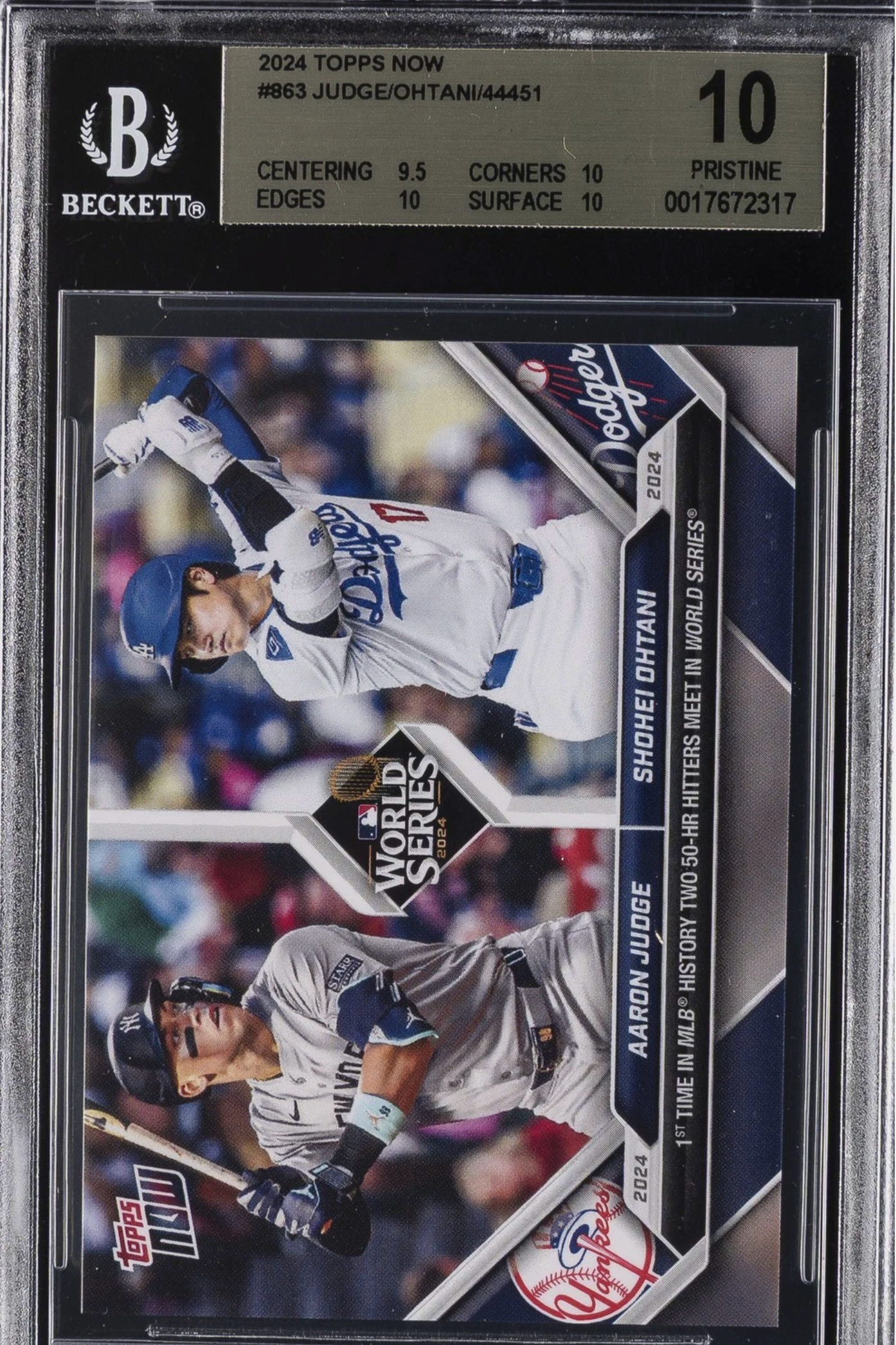 2024 TOPPS NOW #863 JUDGE/OHTANI (BGS  Pristine 10) authentic-signatures