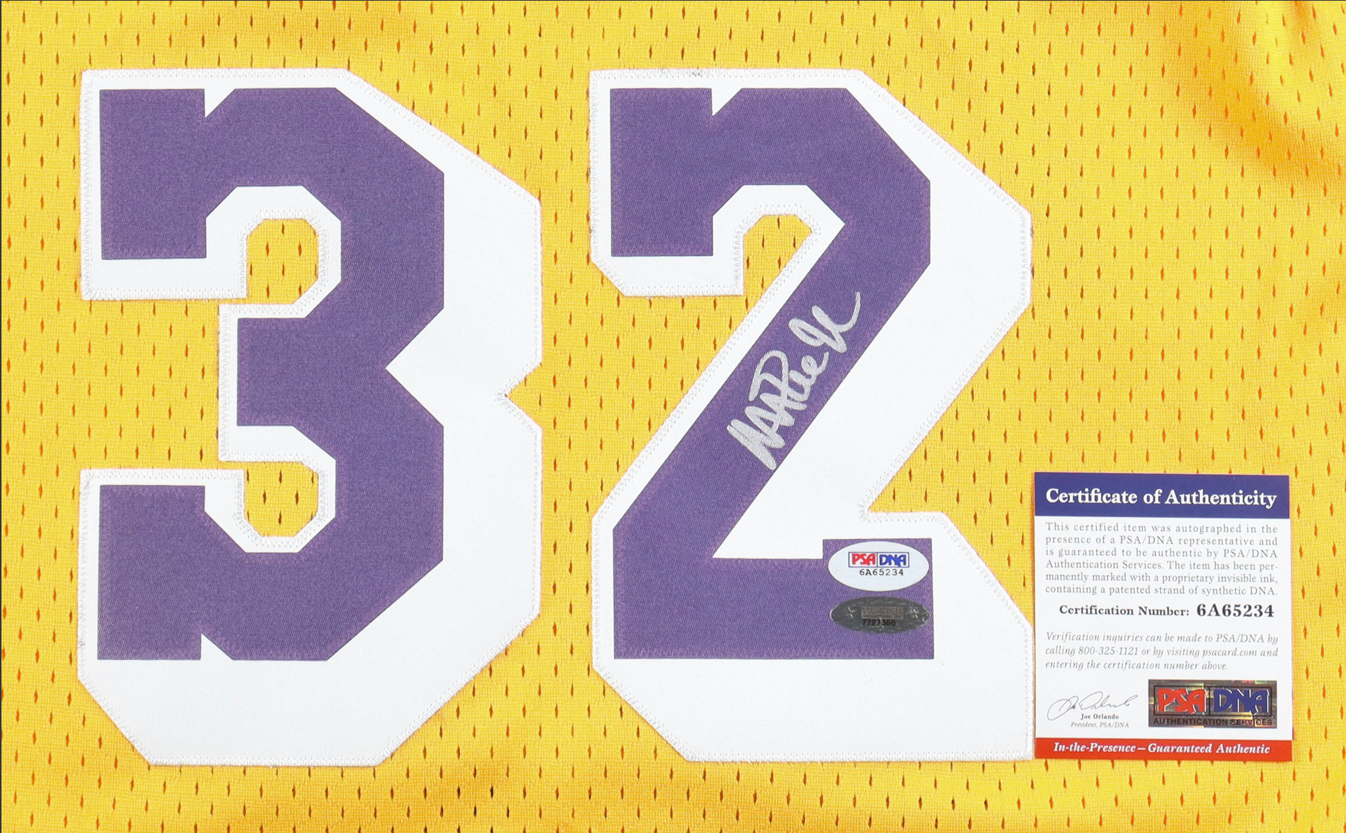 Maillot Authentique Hardwood Classic Domicile Los Angeles Lakers signe par Magic Johnson certifie par PSA authentic-signatures