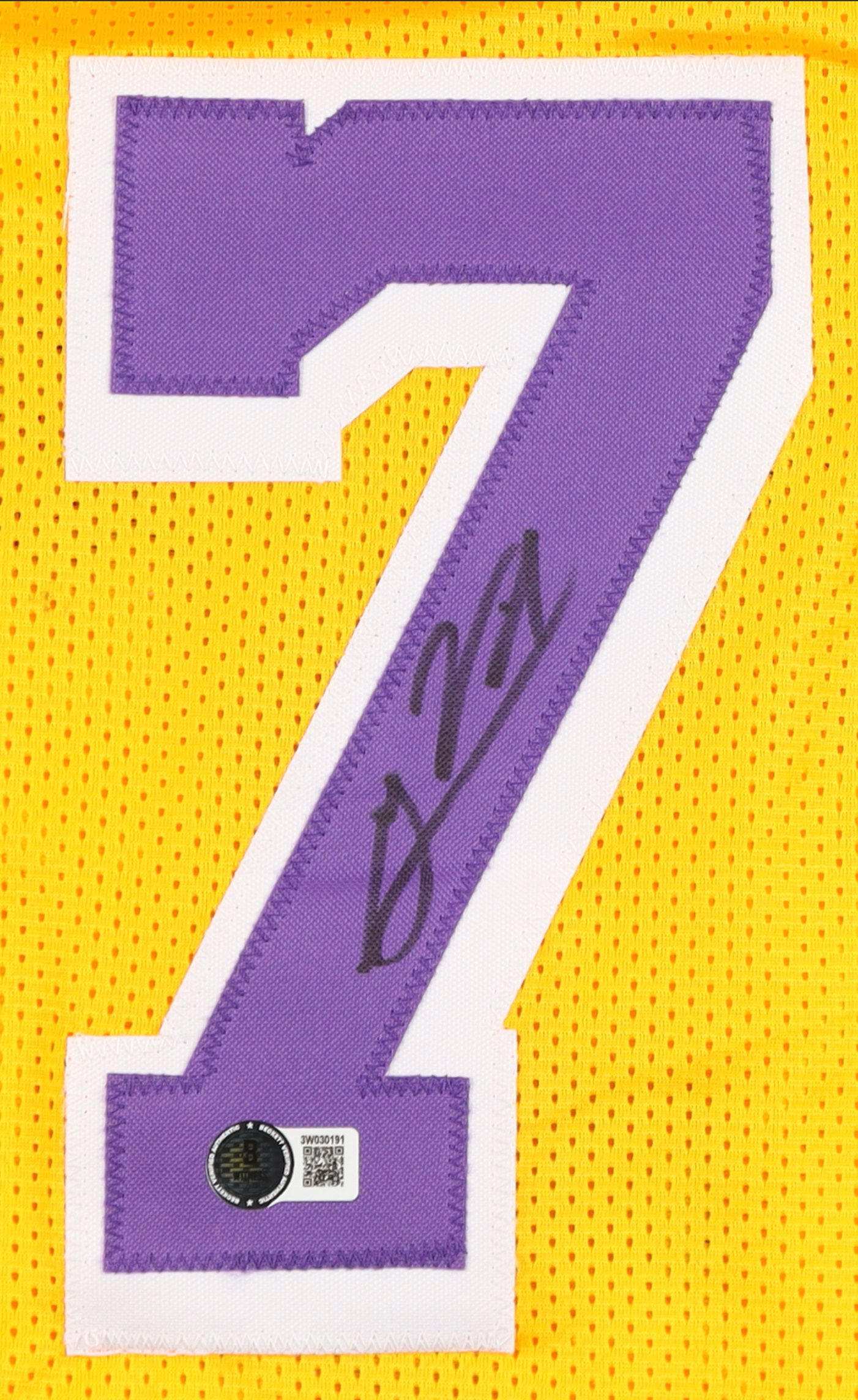 Maillot Custom Los Angeles Lakers signe par Gabe Vincent et certifie par Beckett authentic-signatures
