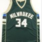 Maillot Custom Milwaukee Bucks signe par Giannis Antetokoumpo et certifie par Beckett authentic-signatures