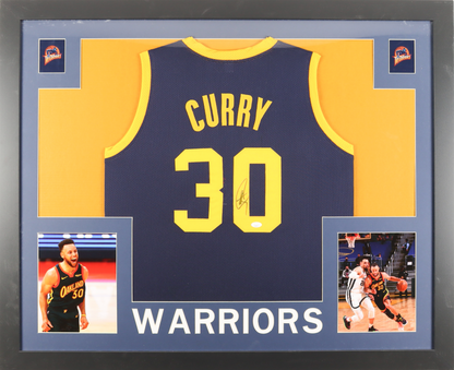 Cadre Maillot authentique des Golden State Warriors signe par Stephen Curry et certifie par JSA authentic-signatures