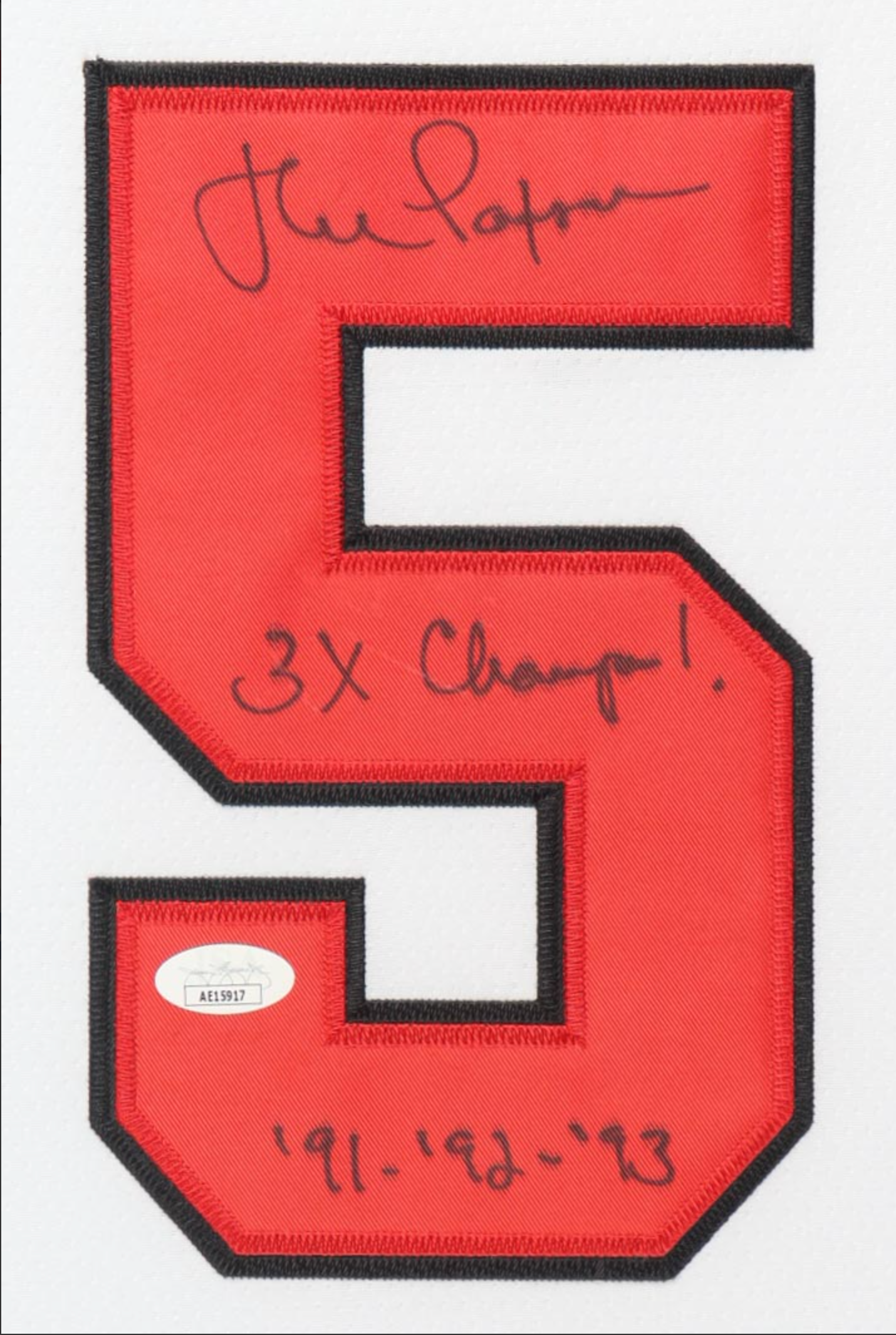 Cadre Maillot "3x Champ! '91-'92'-'93" des Chicago Bulls signe par John Paxson et certifie par JSA authentic-signatures