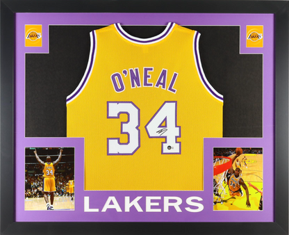 Cadre Maillot authentique des Los Angeles lakers signe par Shaquille O'Neal certifie par Beckett authentic-signatures
