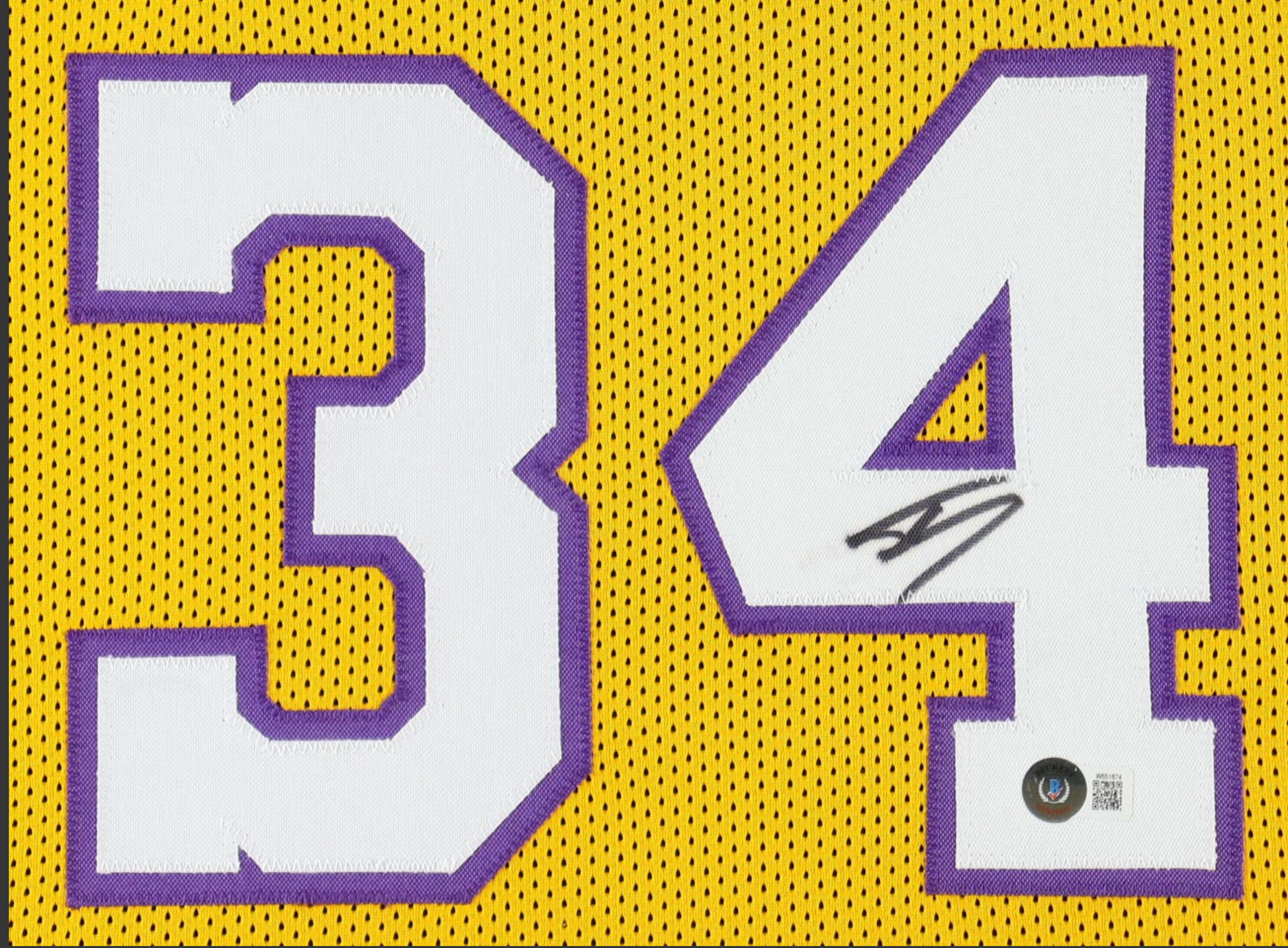 Cadre Maillot authentique des Los Angeles lakers signe par Shaquille O'Neal certifie par Beckett authentic-signatures