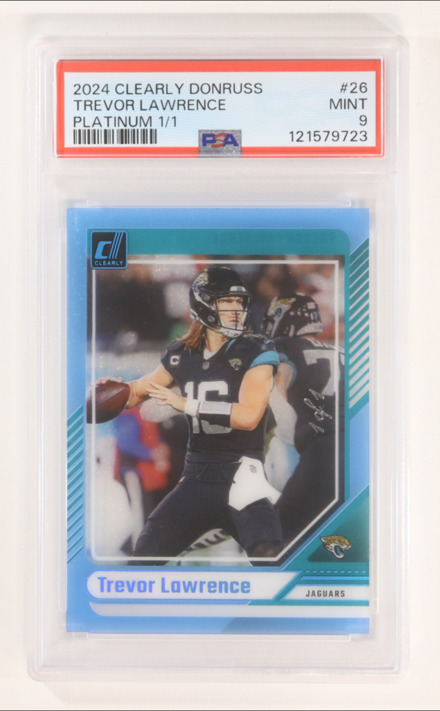 Trevor Lawrence 2024 Panini Clearly Donruss Platinum #26 #1/1 (PSA 9) authentic-signatures