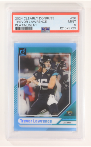 Trevor Lawrence 2024 Panini Clearly Donruss Platinum #26 #1/1 (PSA 9) authentic-signatures