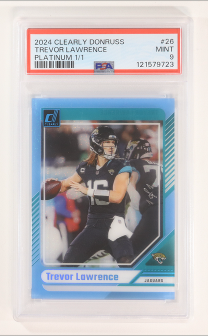 Trevor Lawrence 2024 Panini Clearly Donruss Platinum #26 #1/1 (PSA 9) authentic-signatures