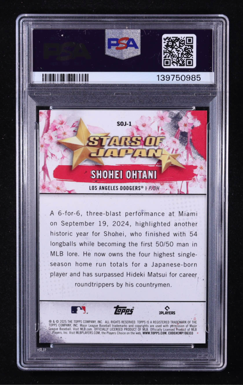 Shohei Ohtani 2025 Topps Tokyo Stars of Japan #SOJ1 (PSA 9) authentic-signatures