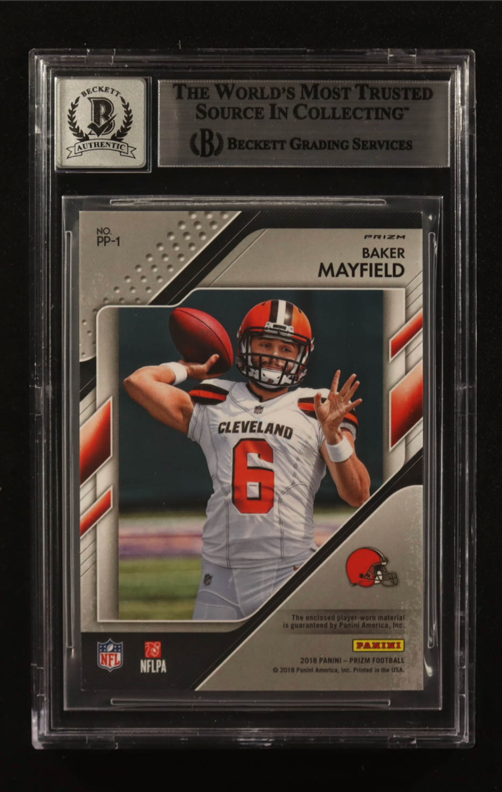 Baker Mayfield Signed 2018 Panini Premier Jerseys Prizm #PP-1 RC (BGS | Autograph Graded BGS 10) authentic-signatures
