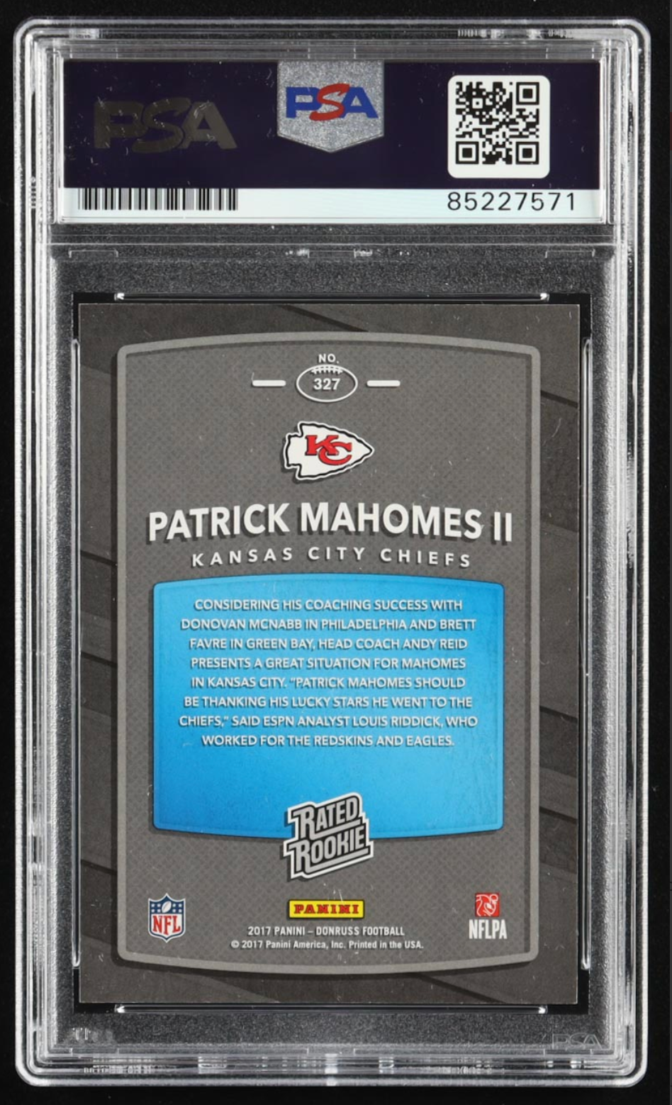 Patrick Mahomes II Signed 2017 Donruss #327 RR RC (PSA | Auto 10) authentic-signatures