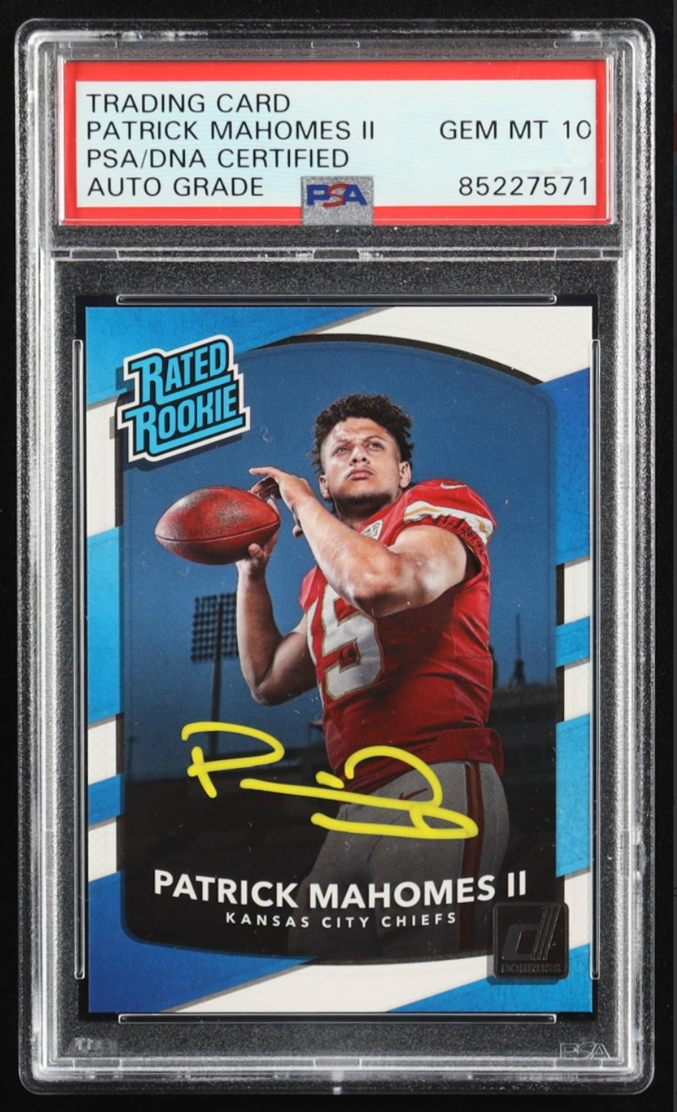Patrick Mahomes II Signed 2017 Donruss #327 RR RC (PSA | Auto 10) authentic-signatures