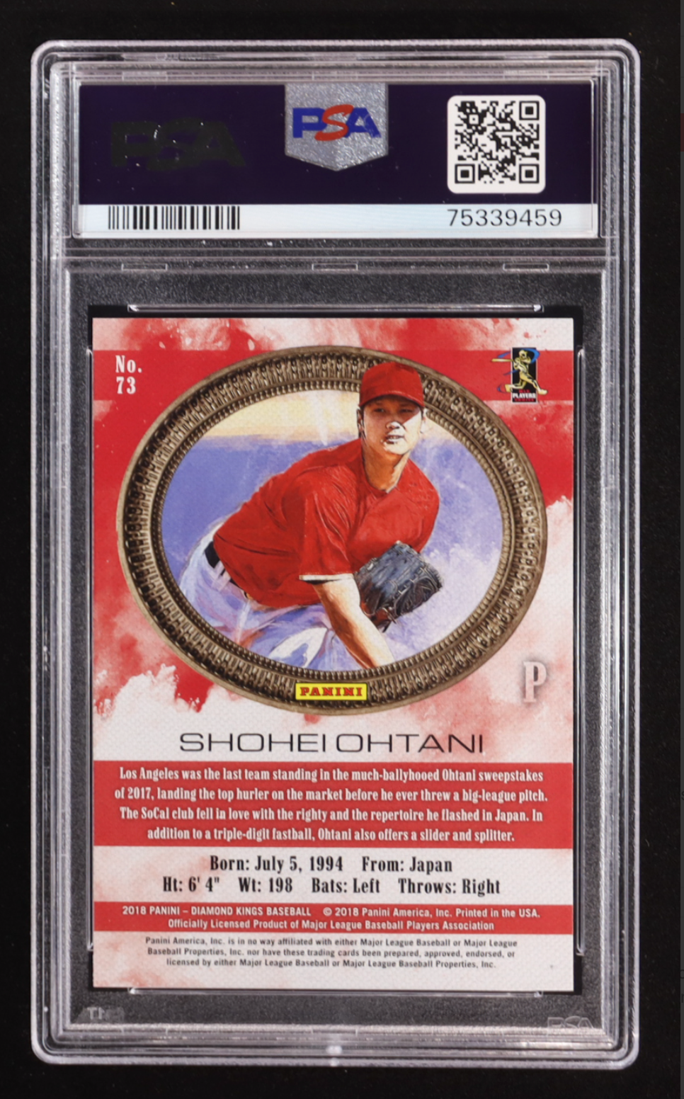 Shohei Ohtani 2018 Diamond Kings #73 RC (PSA 10) authentic-signatures
