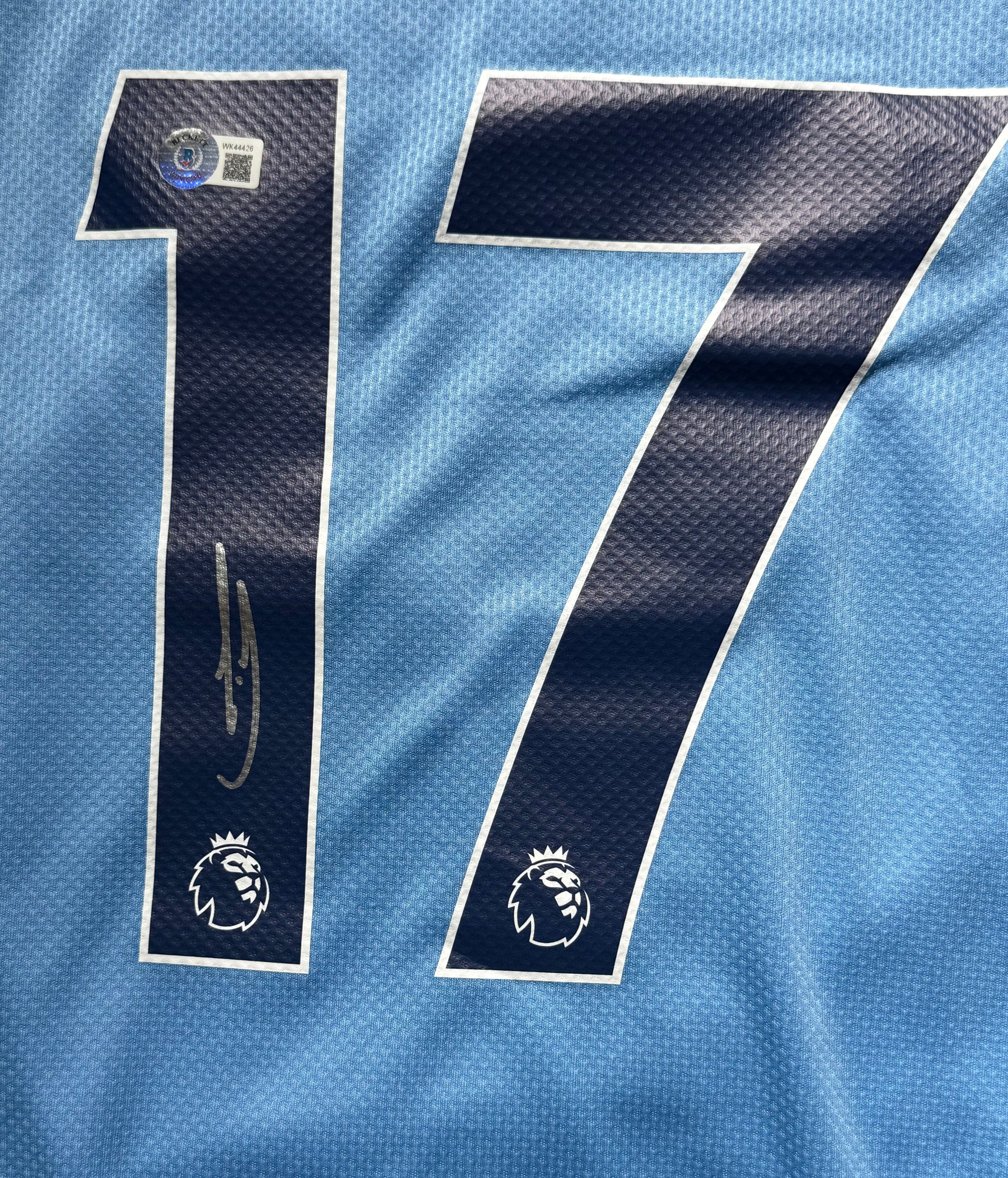 Maillot Domicile signe par Kevin De Bruyne Manchester City FC 2020-21 Certifie par Beckett authentic-signatures