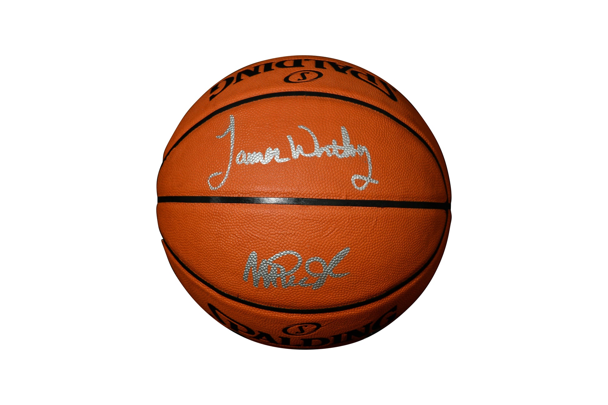Magic Johnson and James Worthy signed basketball authentic-signatures