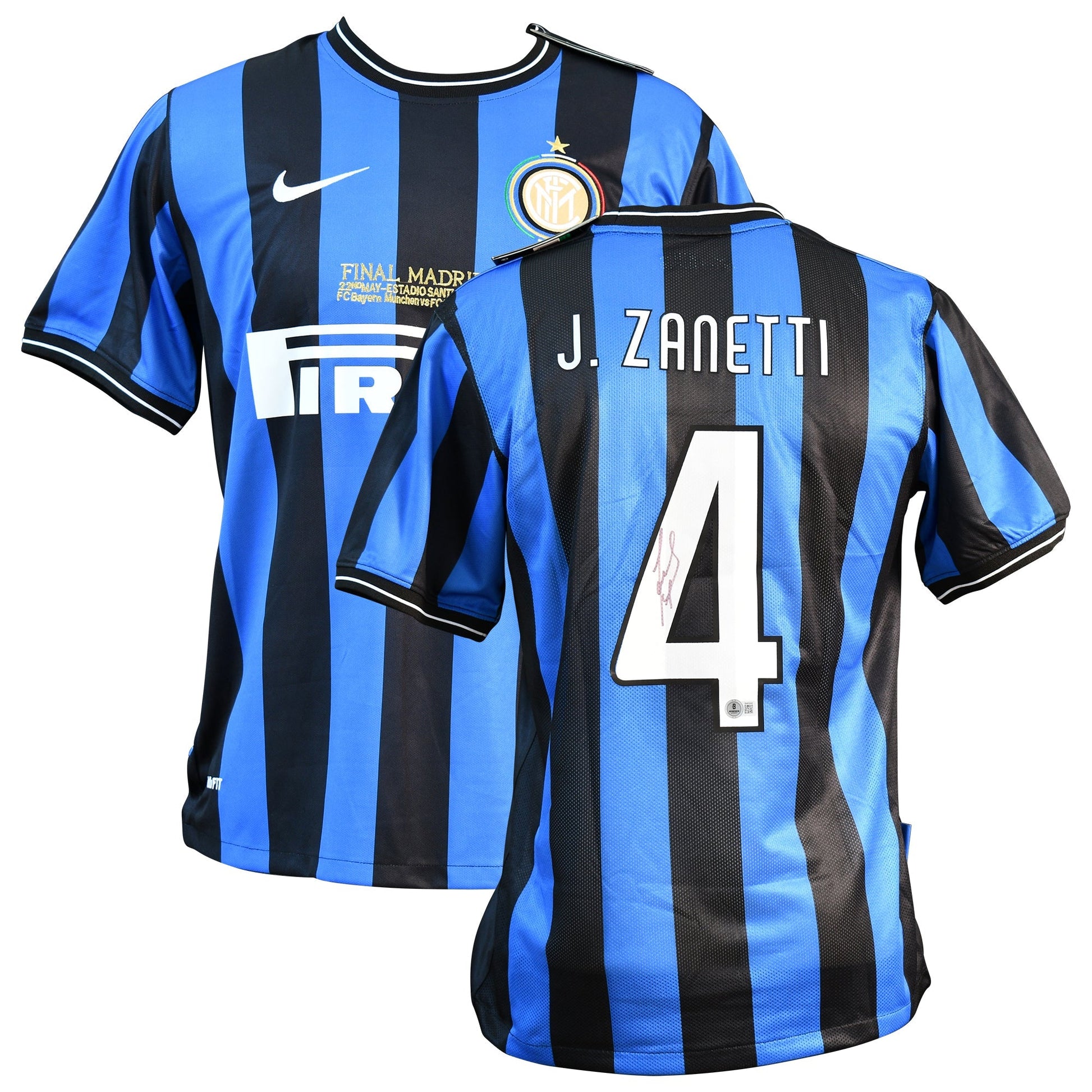 J. Zanetti Signed Inter Milan Nike Authentic Jersey Certified by Beckett authentic-signatures