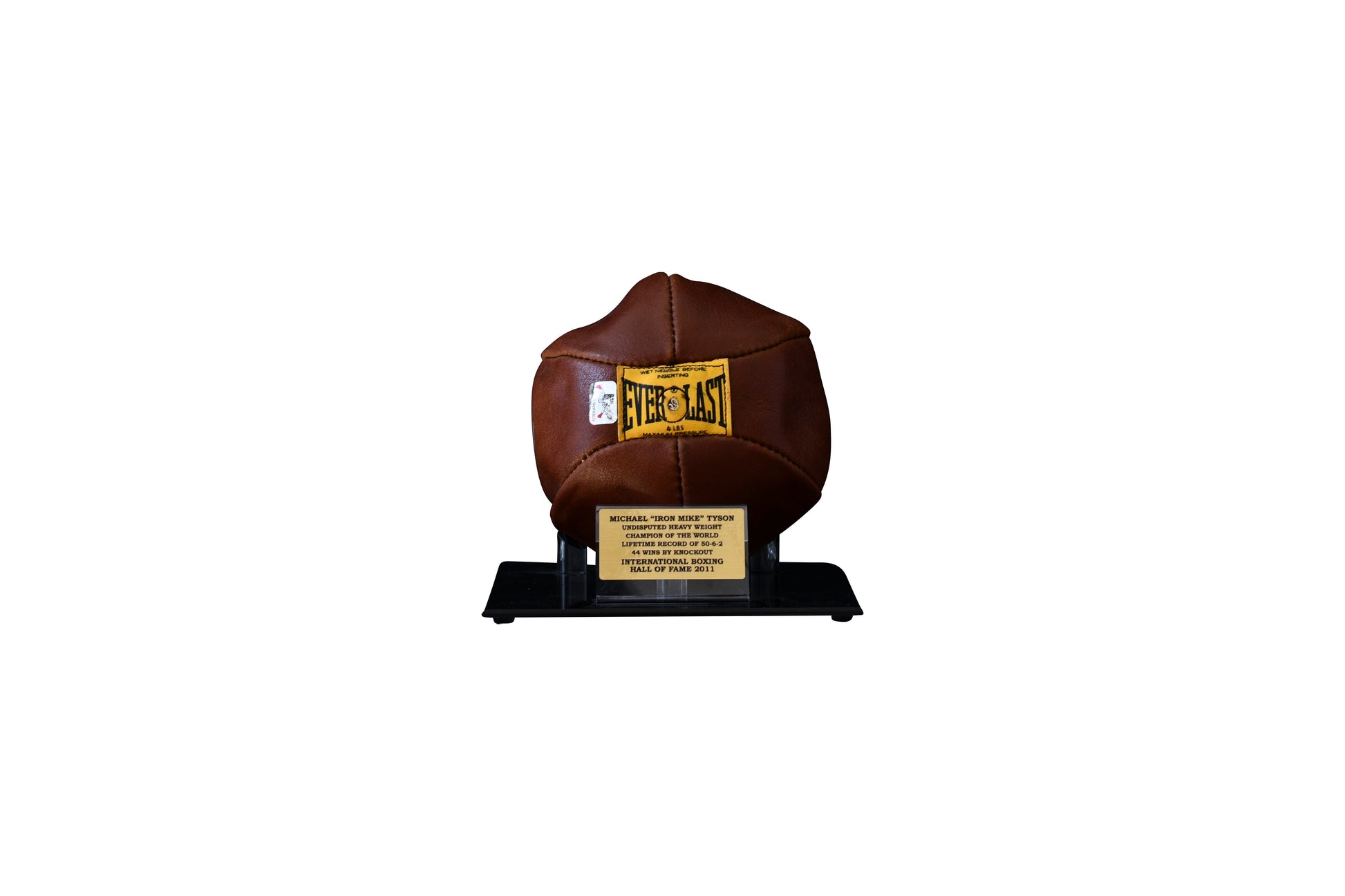 Mike Tyson Signed Vintage Speed Bag With Acrylic Display Stand & Name Plate Crtified by Mike Tyson authentic-signatures