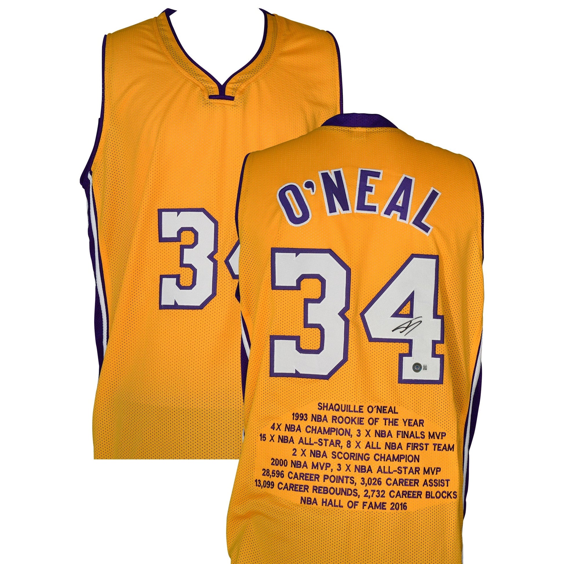 Shaquille O'Neal Signed Career Highlight Stat Jersey - Lakers authentic-signatures