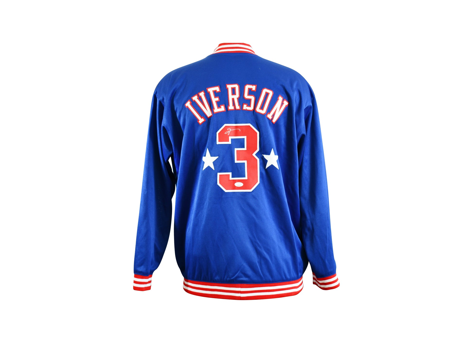 Veste d'Echauffement Authentique Domicile Philapelphia 76ers signe par Allen Iverson certifie par JSA authentic-signatures