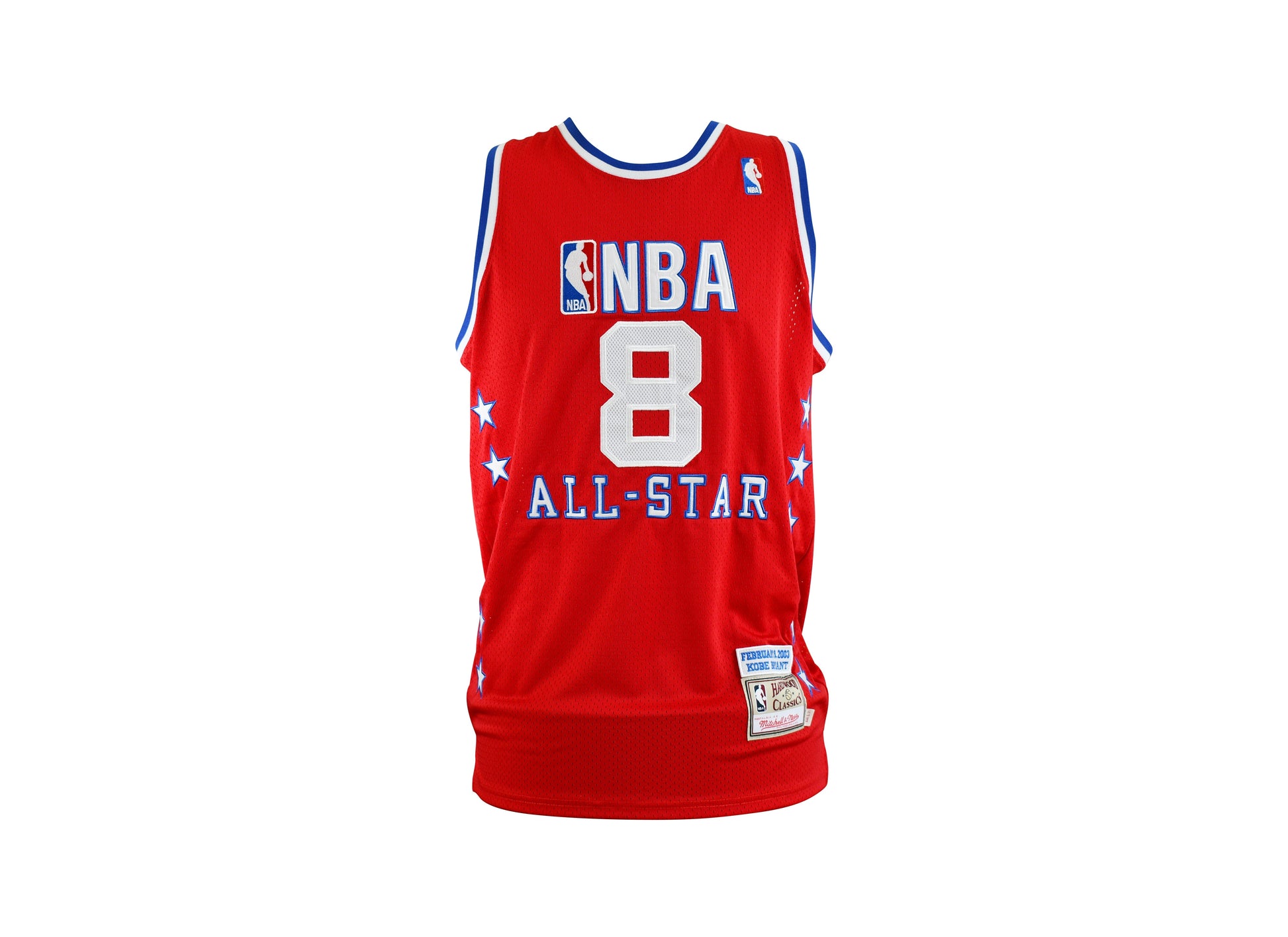 PIECE EXCEPTIONNELLE Maillot Edition Limitée 4/8 Authentique Mitchell and Ness All Star Game 2003  signé par Kobe Bryant certifié par Beckett et PSA authentic-signatures
