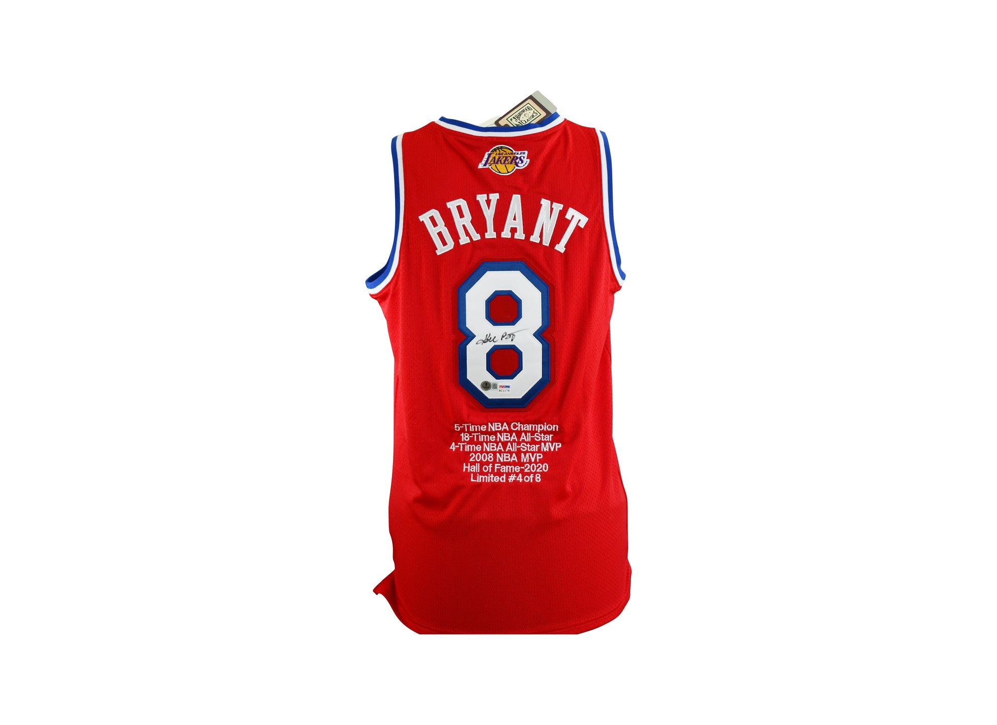PIECE EXCEPTIONNELLE Maillot Edition Limitée 4/8 Authentique Mitchell and Ness All Star Game 2003  signé par Kobe Bryant certifié par Beckett et PSA authentic-signatures