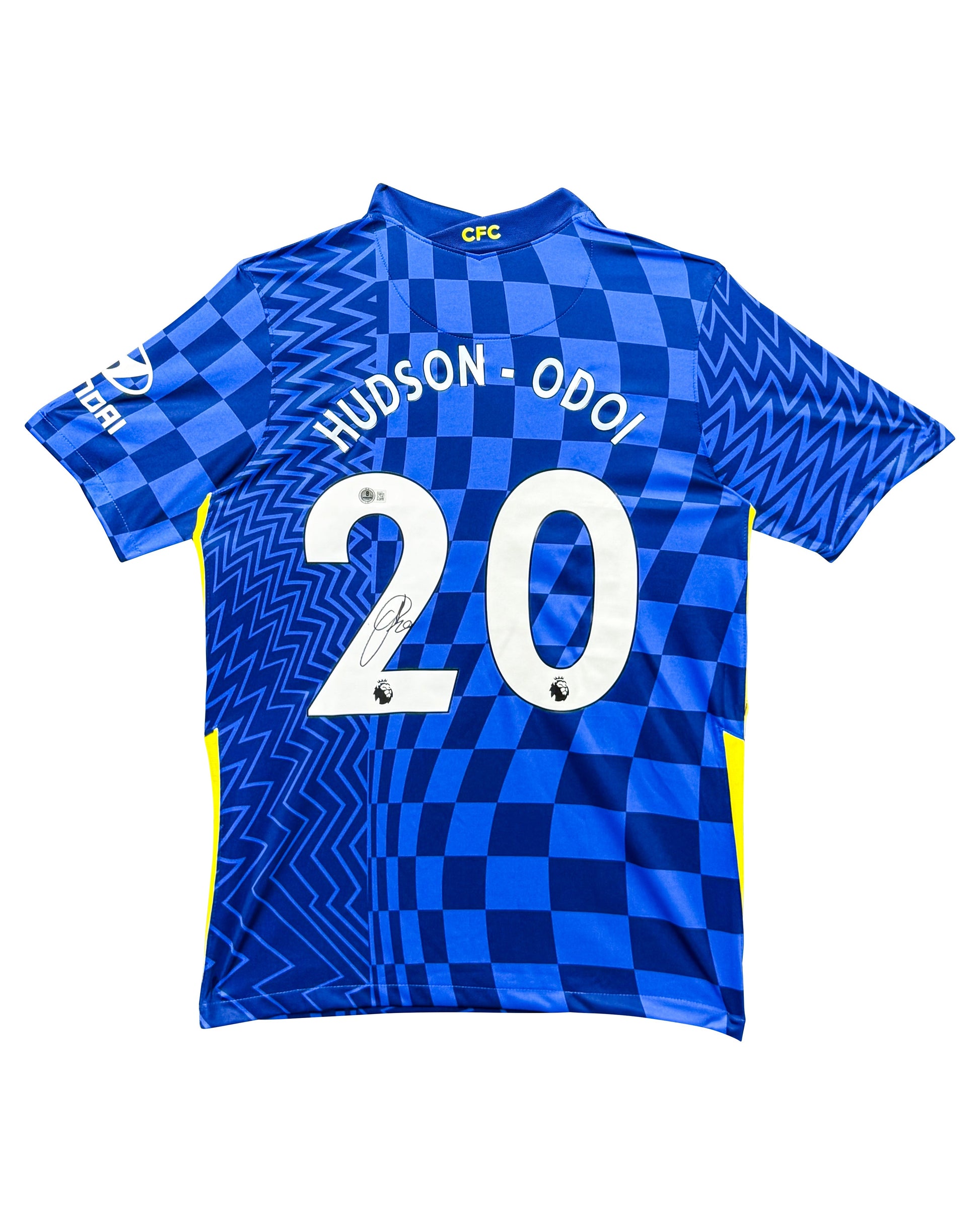 Maillot Domicile signe par HUDSON ODOI  Chelsea FC 2021-22 Certifie par Beckett authentic-signatures