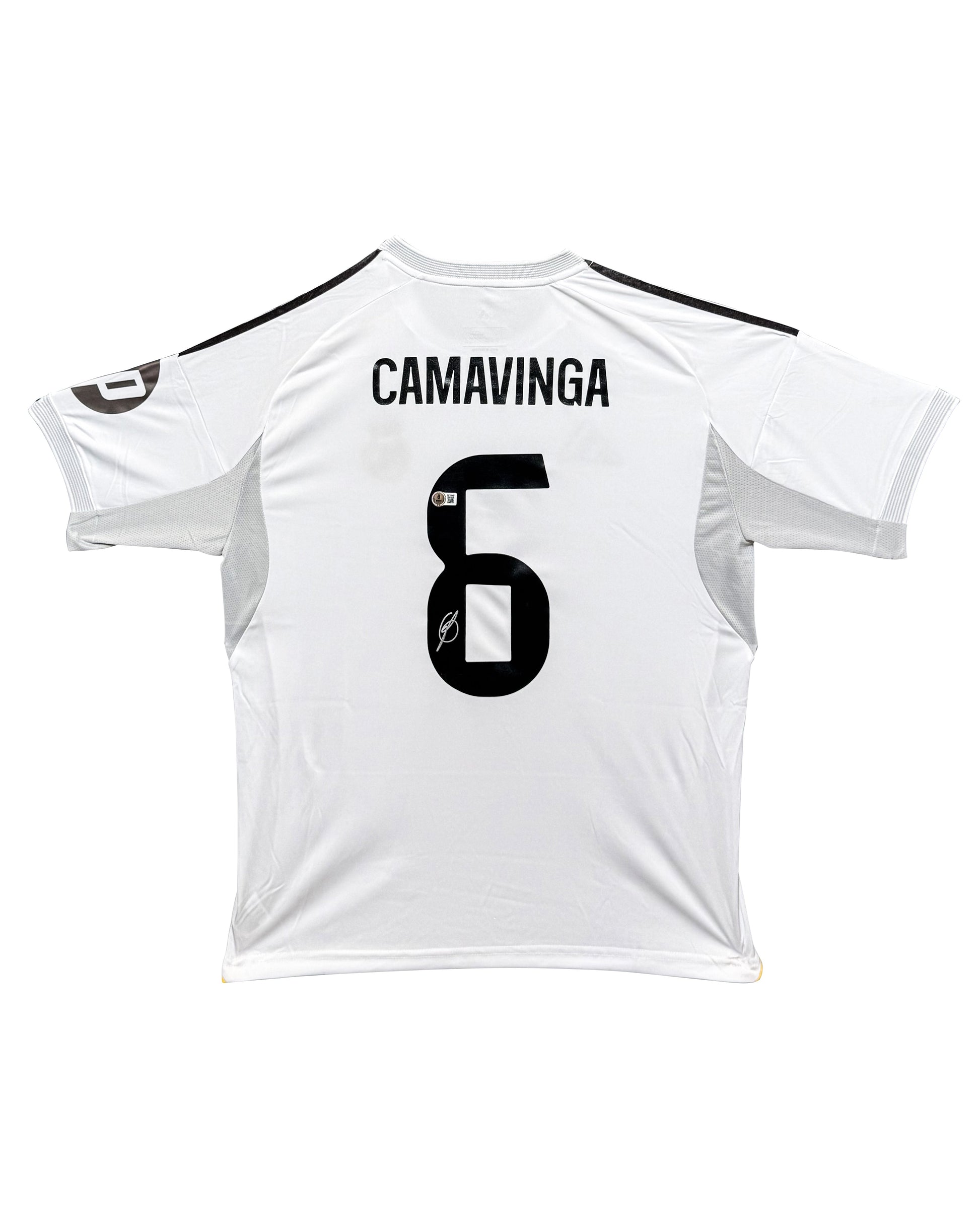 Maillot Authentique Domicile Real Madrid signe par Eduardo Camavinga et certifie par Beckett authentic-signatures