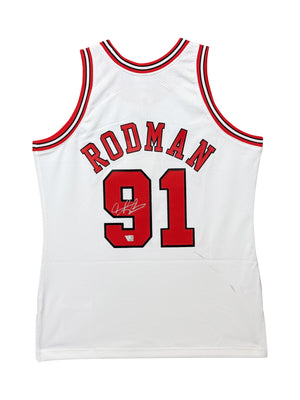 Maillot NBA FINALS Authentique Mitchell and Ness 1997-98 signé par Dennis Rodman et certifié par Fanatics authentic-signatures