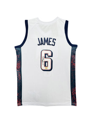 Maillot Replica Team USA Edition Olympics Games Paris 2024 signé par Lebron James et certifié authentic-signatures