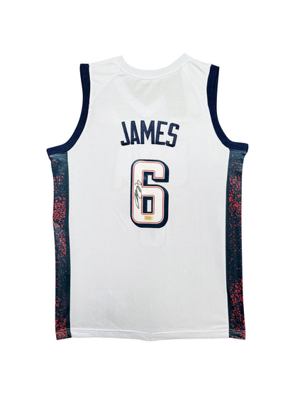 Maillot Replica Team USA Edition Olympics Games Paris 2024 signé par Lebron James et certifié authentic-signatures