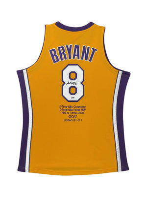 PIECE UNIQUE 1/1`Maillot Authentique Mitchell and Ness Finals patch saison 2000-2001 Los Angeles LAKERS signé par KOBE BRYANT et certifié par PSA/DNA authentic-signatures