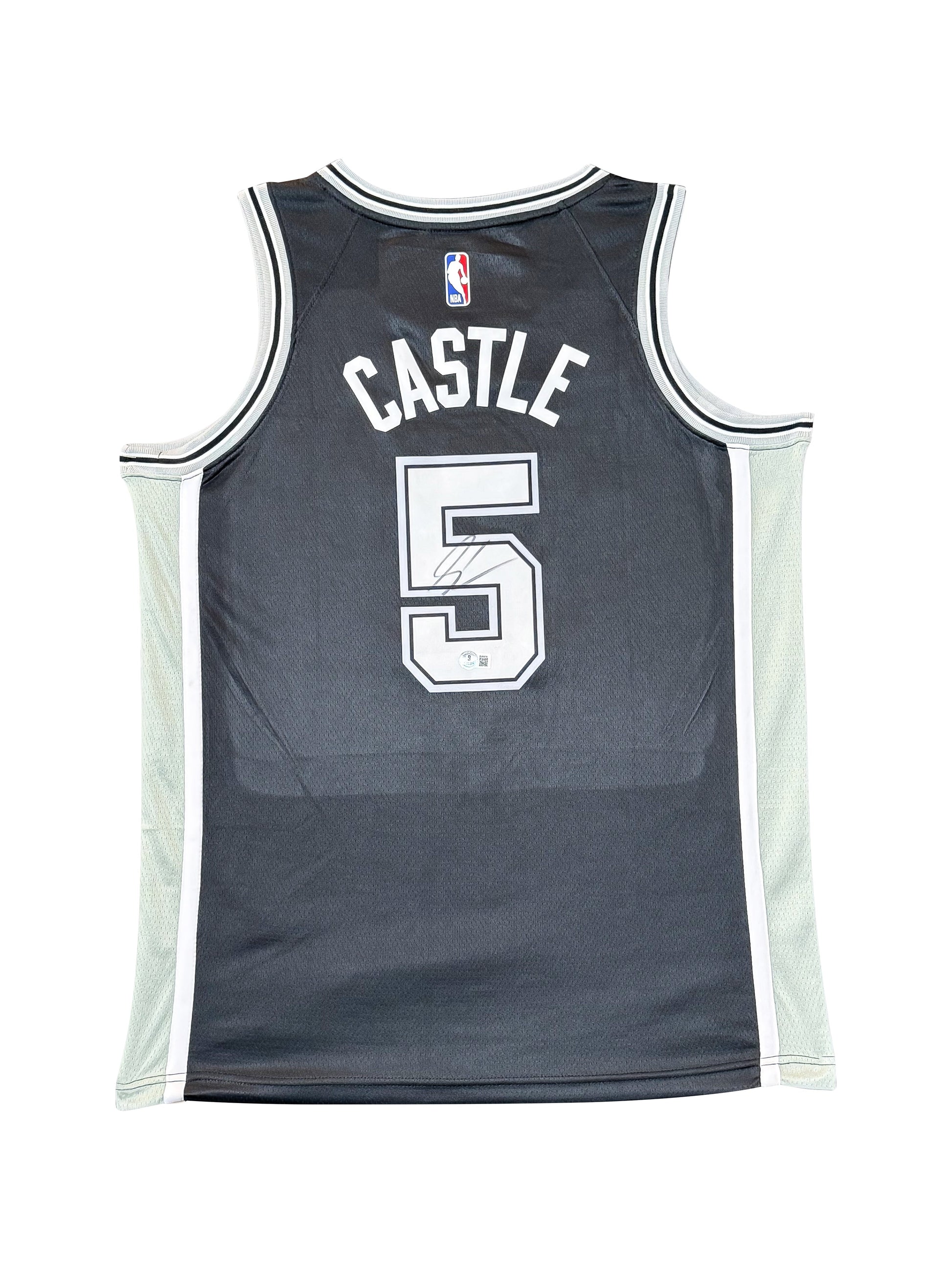 Maillot Swingman City Edition san Antonio Spurs signé par Stephon CASTLE et certifié par BECKETT authentic-signatures