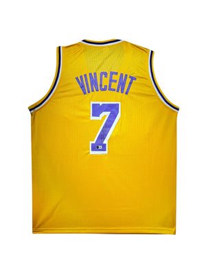 Maillot Custom Los Angeles Lakers signe par Gabe Vincent et certifie par Beckett authentic-signatures
