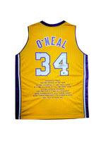 Maillot Custom Sats Carriere Los Angeles Lakers signe par Shaquille O'Neal et certifie par Beckett authentic-signatures