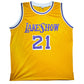 Maillot Custom Domicile Los Angeles Lakers signe "HOF21" par Michael Cooper certifie par Beckett authentic-signatures