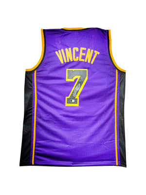 Maillot Custom Los Angeles Lakers signe par Gabe Vincent et certifie par Beckett authentic-signatures