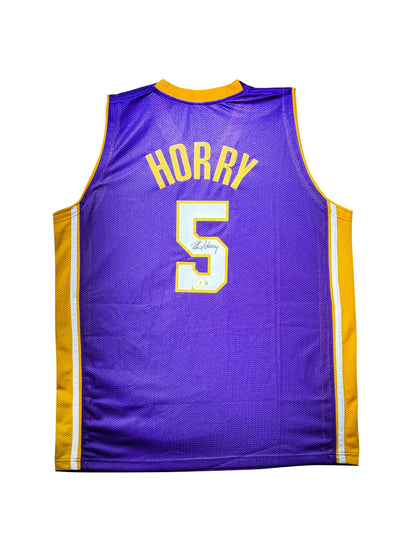 Maillot Custom Exterieur Los Angeles Lakers signe par Robert Horry  et certifie par Beckett authentic-signatures