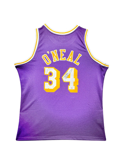 Maillot Authentique Mitchell and Ness Exterieur Los Angeles Lakers signe par Shaquille O'Neal certifie par PSA authentic-signatures