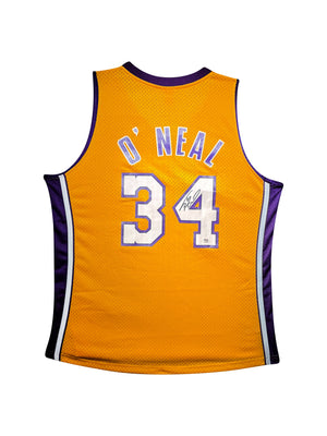 Maillot Mitchell and Ness Authentique Domicile Los Angeles Lakers signe par Shaquille O'Neal certifie par PSA authentic-signatures