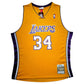 Maillot Mitchell and Ness Authentique Domicile Los Angeles Lakers signe par Shaquille O'Neal certifie par PSA authentic-signatures