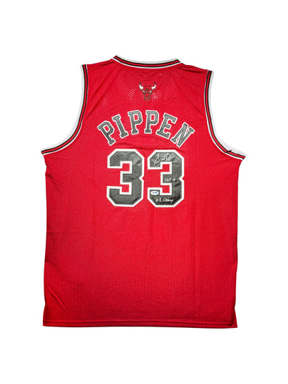Maillot "6xChamp-HOF 10" Authentique Domicile Chicago Bulls signe par Scottie Pippen certifie par PSA authentic-signatures