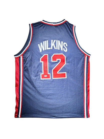Maillot Custom Exterieur Team USA Edition Championnat du Monde FIBA 1994 signe par Dominique Wilkins et certifie par PSA authentic-signatures
