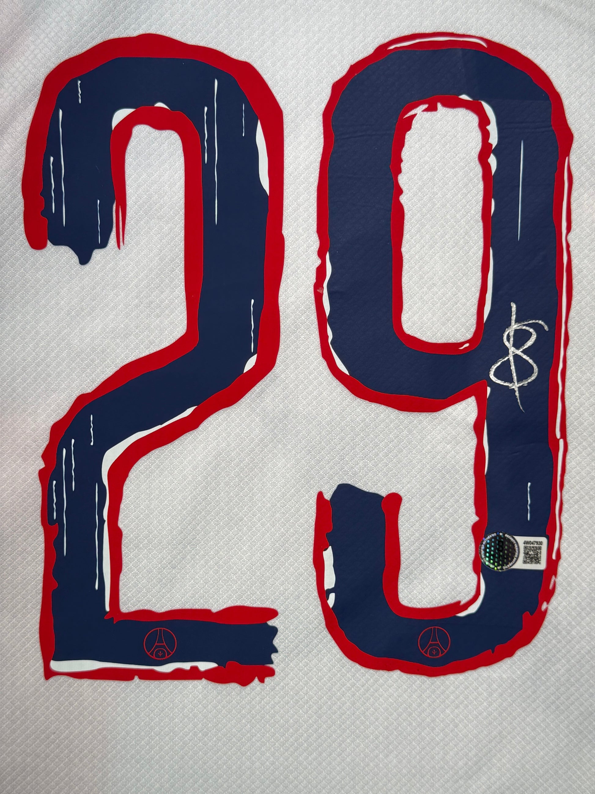 Maillot Exterieur signe par Bradley BARCOLA Paris Saint Germain 2024-25 Certifié par Beckett authentic-signatures